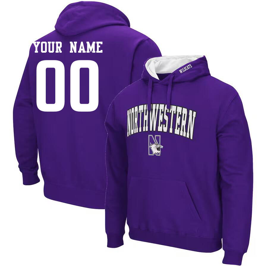 Custom Northwestern Wildcats Name And Number Hoodies-Purple